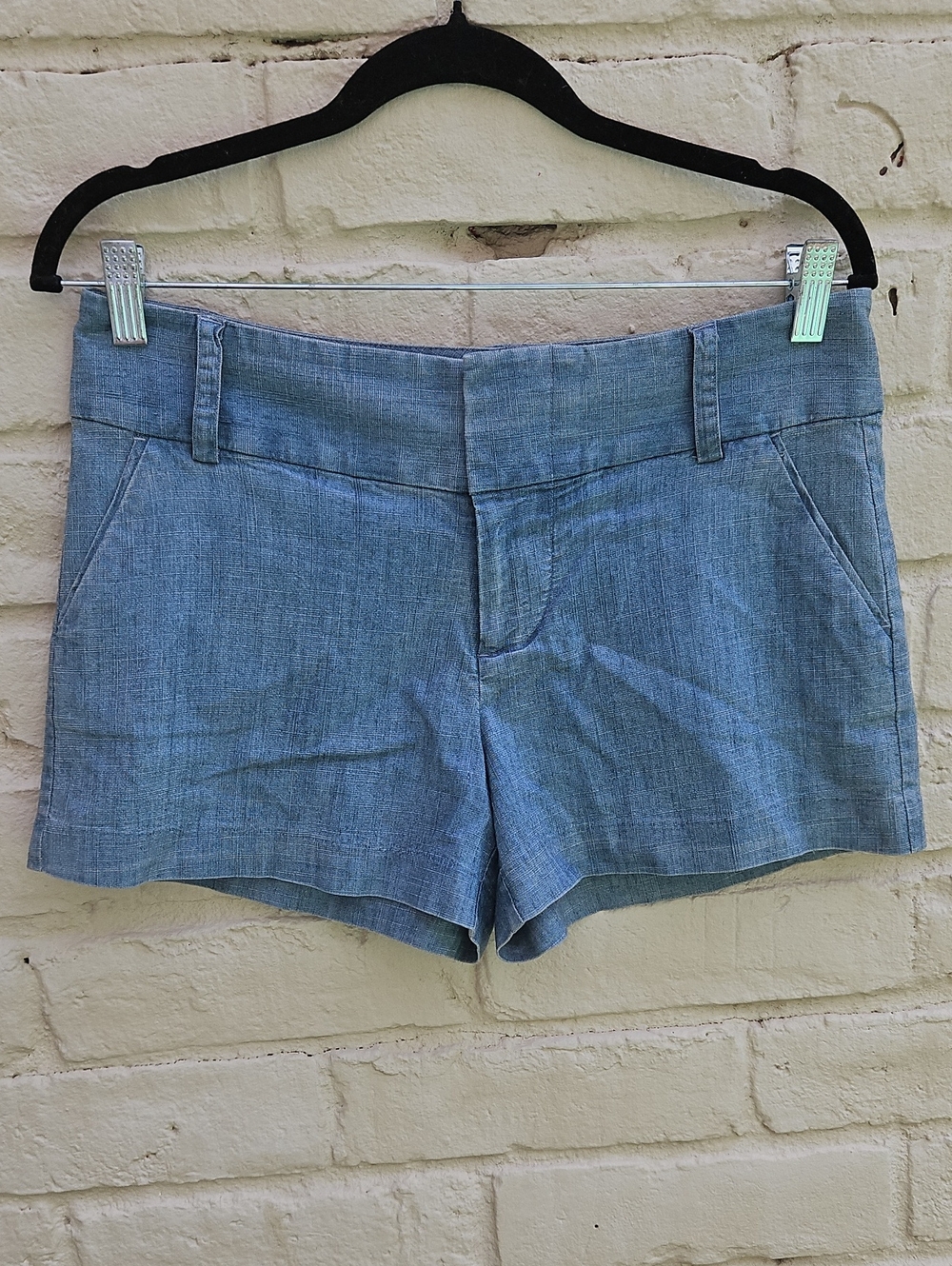 Alice + Olivia Light Blue Denim-Linen Shorts